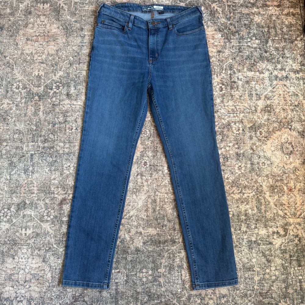 New Carhartt Rugged Flex Slim Fit Tapered High Rise Jeans BD5105-W Blue 12